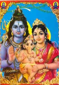 shiva,parvati et leur fils ganesha